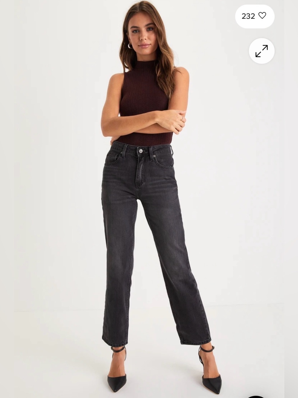 We The Free The Pacifica High Rise Slim Straight Leg Washed Black Jeans